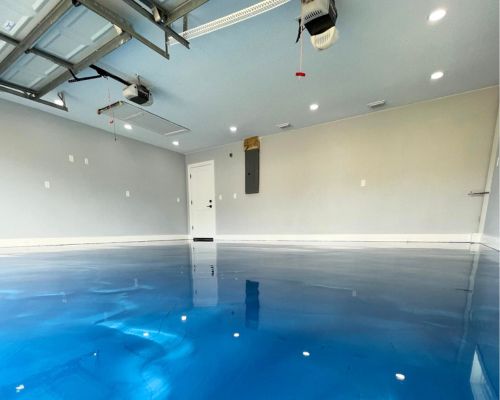 Garage epoxy flake floor transformation in Brevard County