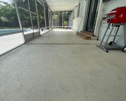 Back porch before / after decorative epoxy flake coating