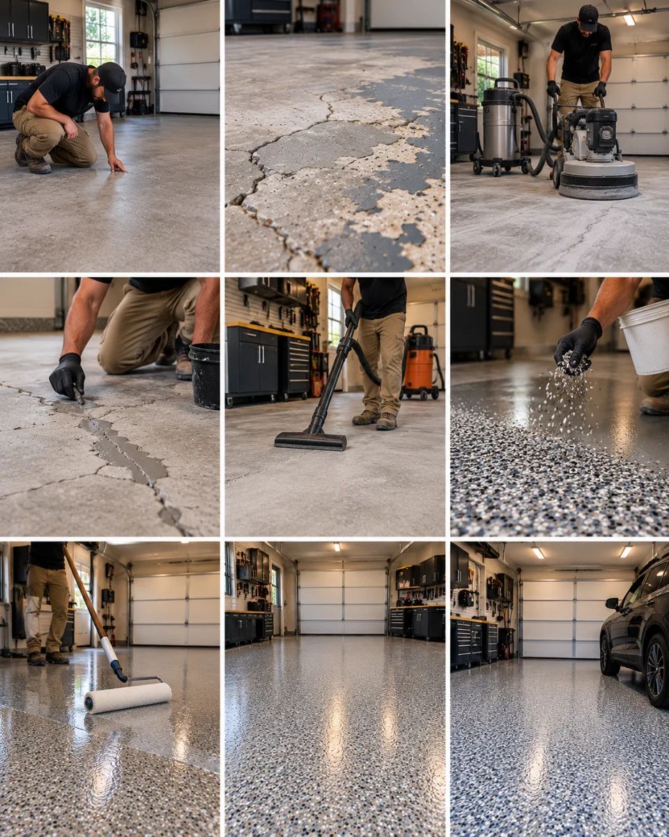 How DJ Epoxy Solutions Prepares a Flake Garage Floor